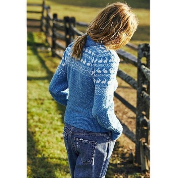 Free People Love Notes Printed Sweater (Blue Bunny) - Picture 3 of 8